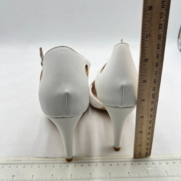 XYD White Dance Ballroom Latin Jazz Mid Heels Peep Toe T-Strap Butterfly Sandals - Picture 5 of 8